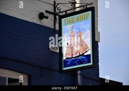 The Ship pub, Thames Bank, Mortlake, London, England, SW14 Stock Photo