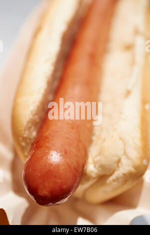 Plain hot dog at Nathan's Famous, Coney Island, Brooklyn, NY, USA Stock Photo