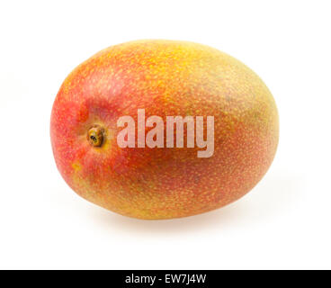 Single ripe whole mango fruit isolated on white background Stock Photo