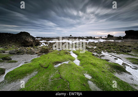 Storm approaching beach, Tanah Lot, Bali, Indonesia Stock Photo