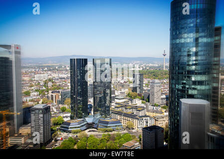 Twin towers of the Deutsche Bank in Frankfurt Stock Photo