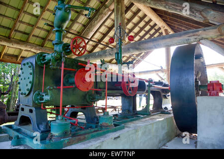 Steam powered saw mill wood or log cutter old historic in Ontario Canada Stock Photo