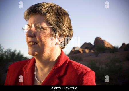 Arizona Gov. Janet Napolitano, photographed at Papago Park Military Base in Phoenix.  Photograph by Robert Gallagher/ Aurora Stock Photo