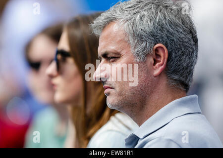 London, UK. 19th June, 2015. Queens Aegon Championship Tennis. Chelsea Manager Jose Mourinho watching the action Credit:  Action Plus Sports/Alamy Live News Stock Photo