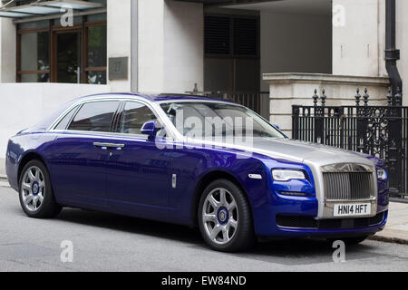 Blue silver Rolls Royce Ghost Stock Photo