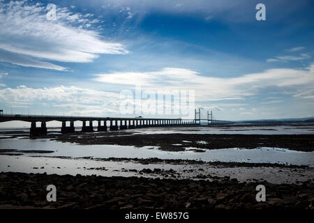 Second Severn Crossing, the M4 motorway crossing the River Severn Estuary from England to Wales Stock Photo