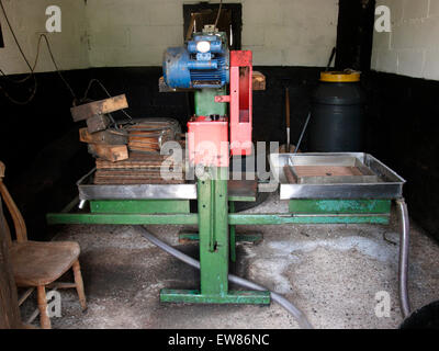 Voran Fruit Press at the Torre Cider Farm, Washford, Somerset, UK Stock Photo