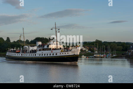 Cumberland Basin, Bristol, UK. 19th June 2015. The MV Balmoral has been out of action for 3 years, undergoing restoration works in Bristol's Floating Harbour. This evening she makes her first journey with passengers, leaving Bristol's Docks and journeying up the River Avon. Here sh passes the town of Pill. Credit:  Carolyn Eaton/Alamy Live News Stock Photo