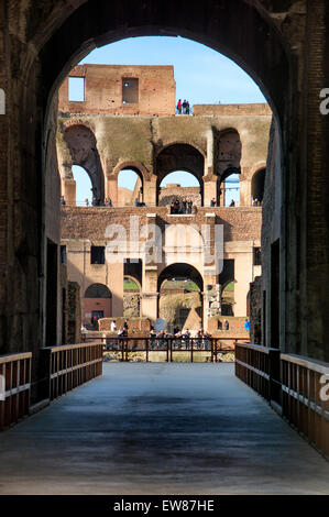 View of Colosseum in Rome, Italy during the day. Detail of the interior architecture Stock Photo