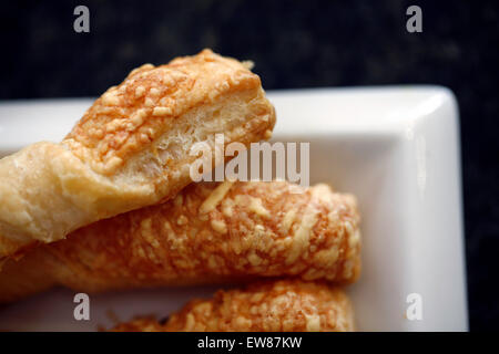 Crispy cheese bread sticks on a plate Stock Photo