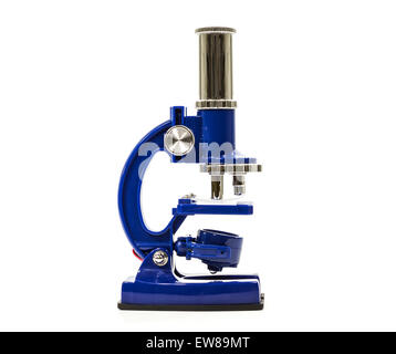 Small educational microscope on white. Stock Photo