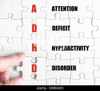 Concept image of Business Acronym ADHD as Attention Deficit Hyperactivity Disorder Stock Photo