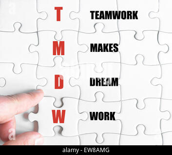 Concept image of Business Acronym TMDW as TeamWork Makes Dream Work Stock Photo