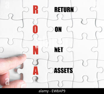 Concept image of Business Acronym RONA as Return On Net Assets Stock Photo