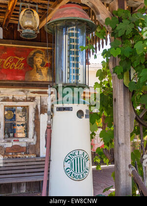 Antique Sinclair gasoline pump in front of a old fashioned gasoline station in Santa Ynez, California. Stock Photo