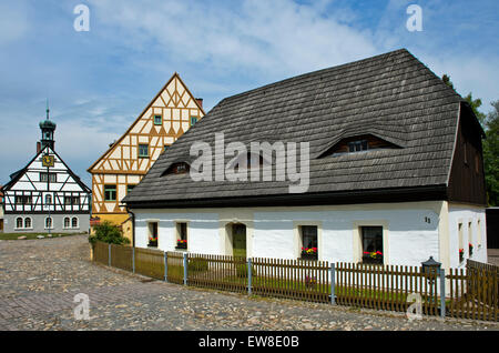 Traditional residential building with shake roof, industrial heritage complex Saigerhütte Grünthal, Olbernhau, Saxony, Germany Stock Photo