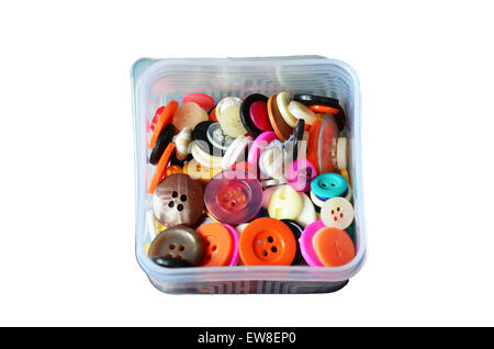 Button colorful in box for sewing clothes Stock Photo