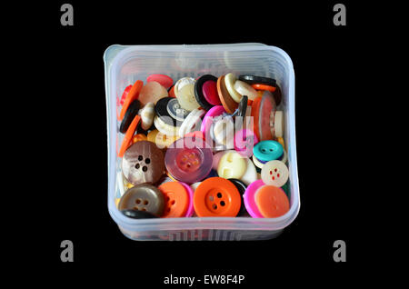 Button colorful in box for sewing clothes Stock Photo