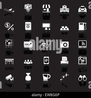Application icons with reflect on black background, stock vector Stock ...