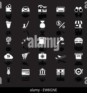 E wallet icons with reflect on black background, stock vector Stock Vector