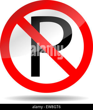 Ban parking. Forbidden sign, symbol prohibited, not car,  roadsign vector graphic illustration Stock Photo