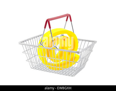 Shopping basket with email symbol isolated on white background Stock Photo