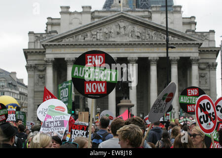 London, UK. 20th June, 2015. Thousands attend anti-austerity demonstration in Central London Credit:  Finn Nocher/Alamy Live News Stock Photo