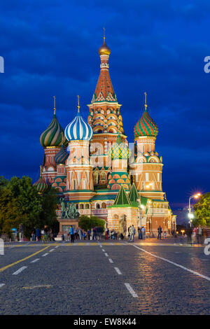 Moscow, Russia - 17 June: The view of Saint Basil's Cathedral on the Red Square at dusk on June 17, 2015, Moscow, Russia. Stock Photo
