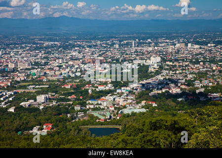 The view of Chiang Mai town from Doi Suthep observation deck, Chiang Mai, Thailand. Stock Photo