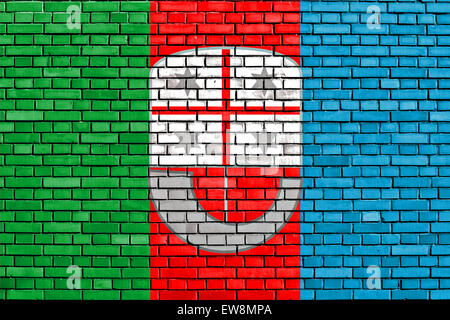 flag of Liguria painted on brick wall Stock Photo
