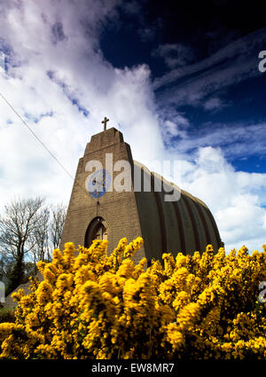 Our Lady, Star of the Sea, and St Winefride's Roman Catholic Church, Amlwch, Anglesey, designed by architect Giuseppe Rinvolucri, consecrated 1937. Stock Photo