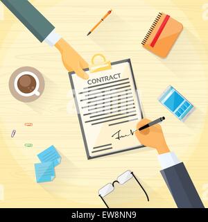 Contract Sign Up Paper Document Business People Agreement Stock Vector