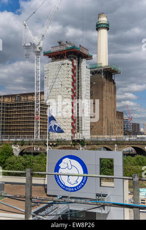 Battersea power station and the famous Dog's home development Stock Photo