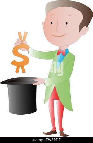 The Business Magician: Making money disappear vector illustration Stock Vector