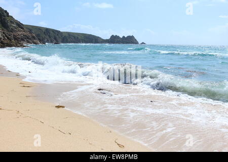 Cornwall beach, golden sands and blue sea, Stock Photo