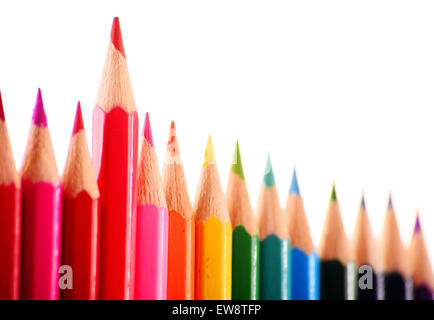 Composition with colorful crayons isolated on white background Stock Photo