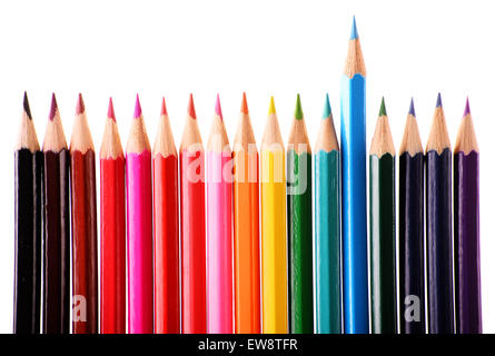 Composition with colorful crayons isolated on white background Stock Photo