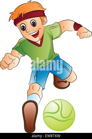 Boy Playing Soccer, vector illustration Stock Vector