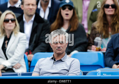 London, UK. 20th June, 2015. Queens Aegon Championship Tennis. Chelsea Manager Jose Mourinho watching the first semi-final Credit:  Action Plus Sports/Alamy Live News Stock Photo