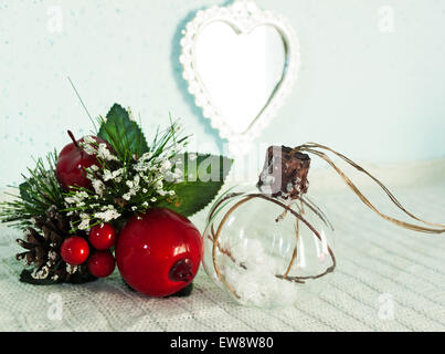 Christmas decoration with red apples Stock Photo