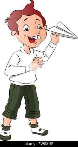 Happy boy playing paper airplane Stock Vector Image & Art - Alamy