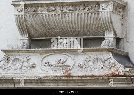 Carvings on the exterior of Church of Santa Maria Formosa Castello Venice Veneto Italy Europe Stock Photo