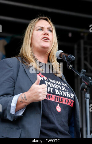 Glasgow, UK. 20th June, 2015. More than 2000 people attended an anti- austerity rally in George Square, Glasgow, Scotland, UK. A number of different political groups, trades unions and minority groups came to George Square to listen to invited speakers and collectively protest about the Conservative Government's economic policies. Credit:  Findlay/Alamy Live News Stock Photo