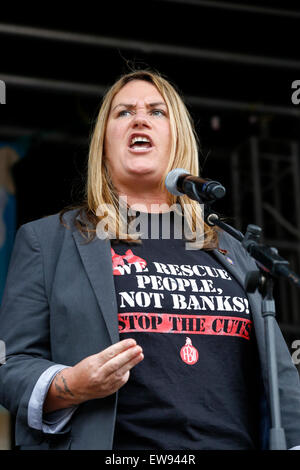 Glasgow, UK. 20th June, 2015. More than 2000 people attended an anti- austerity rally in George Square, Glasgow, Scotland, UK. A number of different political groups, trades unions and minority groups came to George Square to listen to invited speakers and collectively protest about the Conservative Government's economic policies. Credit:  Findlay/Alamy Live News Stock Photo