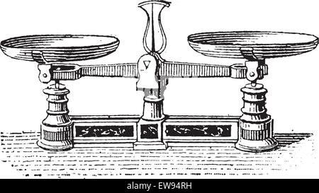 Roberval Balance Scale Old engraved illustration of Roberval balance scale isolated on a white ...