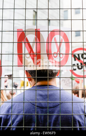 London, UK. 20th June, 2015. Masses of people marching through the streets of London on the 20th of June 2014 protesting against the Tory government's austerity politics and measures. Credit:  Tom Arne Hanslien/Alamy Live News Stock Photo