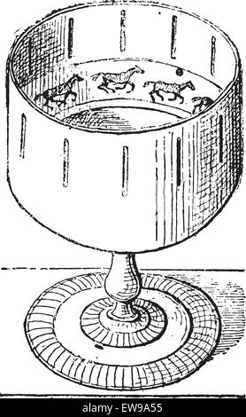 Zoetrope, vintage engraved illustration. Dictionary of words and things - Larive and Fleury - 1895. Stock Vector