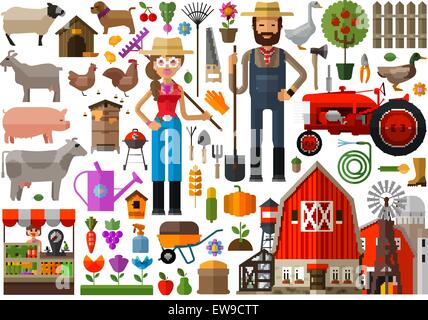 farm, farmhouse, farmyard vector logo design template. harvest, gardening, horticulture or animals, food icon. Stock Vector