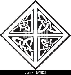 A square celtic knots design with four sections, isolated against a white background Stock Vector