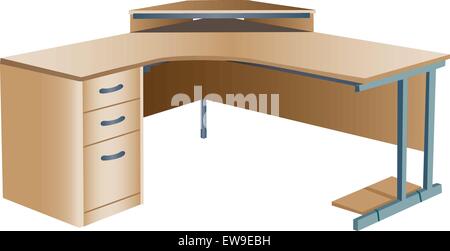 Angled corner office desk Stock Vector